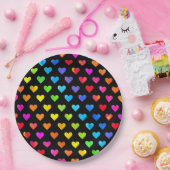 Kleurrijke regenboog harten band patroon papieren bordje (Feest)