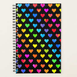 Kleurrijke regenboog harten band patroon planner