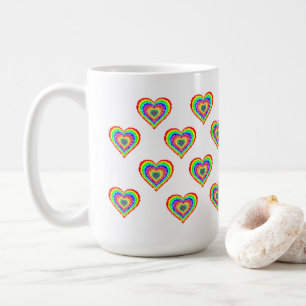Kleurrijke Regenboog Harten Geborduurde Koffiemok