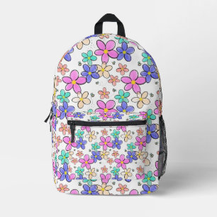 kleurrijke regenboog heldere bloemen hommels bloem bedrukte rugzak