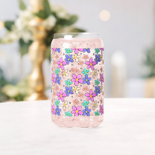 kleurrijke regenboog heldere bloemen hommels bloem blikvorm glas