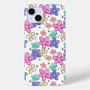 kleurrijke regenboog heldere bloemen hommels bloem iPhone 15 mini hoesje