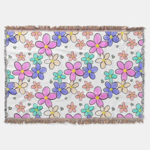 kleurrijke regenboog heldere bloemen hommels bloem deken