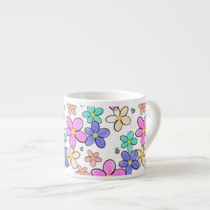 kleurrijke regenboog heldere bloemen hommels bloem espresso kop