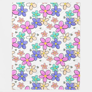 kleurrijke regenboog heldere bloemen hommels bloem fleece deken