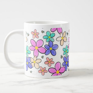 kleurrijke regenboog heldere bloemen hommels bloem grote koffiekop