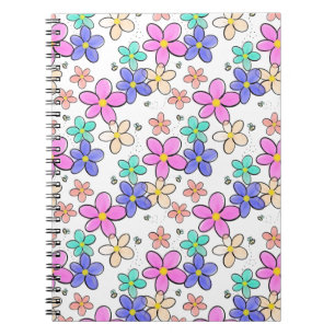 kleurrijke regenboog heldere bloemen hommels bloem notitieboek