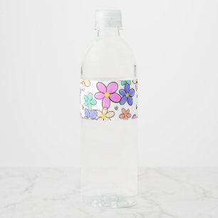 kleurrijke regenboog heldere bloemen hommels bloem waterfles etiket