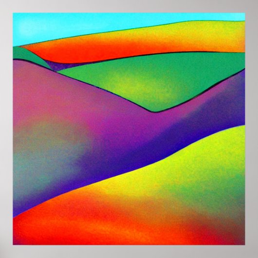 Kleurrijke Regenboog Heuvels Poster (Voorkant)