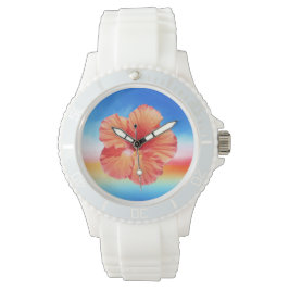 Kleurrijke regenboog hibiscus polshorloge horloge