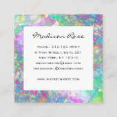 Kleurrijke Regenboog Holografische Luxe Trendy Mod Vierkante Visitekaartje (Achterkant)