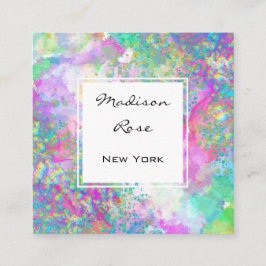 Kleurrijke Regenboog Holografische Luxe Trendy Mod Vierkante Visitekaartje