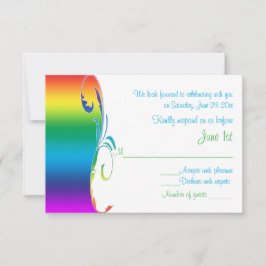 Kleurrijke Regenboog Huwelijks Uitnodigingskaart RSVP Kaartje
