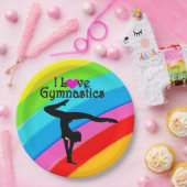 KLEURRIJKE REGENBOOG IK HOU VAN GYMNASTIEK PAPIERE PAPIEREN BORDJE (Feest)