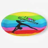 KLEURRIJKE REGENBOOG IK HOU VAN GYMNASTIEK PAPIERE PAPIEREN BORDJE (Gekanteld)