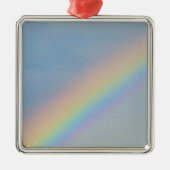 Kleurrijke regenboog in blauwe hemel, foto metalen ornament (Voorkant)