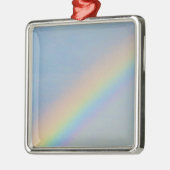 Kleurrijke regenboog in blauwe hemel, foto metalen ornament (Links)