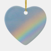 Kleurrijke regenboog in blauwe lucht, jonge vrouw  keramisch ornament (Voorkant)