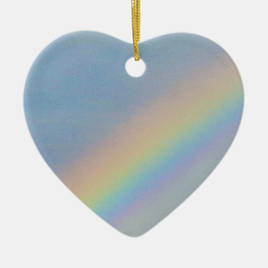 Kleurrijke regenboog in blauwe lucht, jonge vrouw  keramisch ornament (Voorkant)