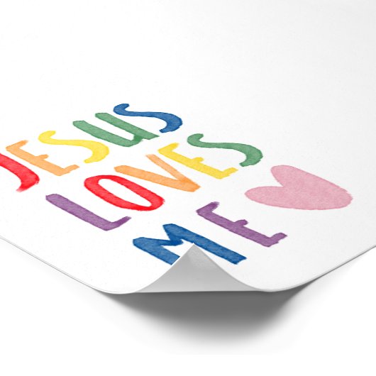 Kleurrijke regenboog Jezus houdt van me print (Hoek)