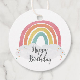 Kleurrijke Regenboog Kalligrafie Kids Verjaardagsc Bedankjes Labels