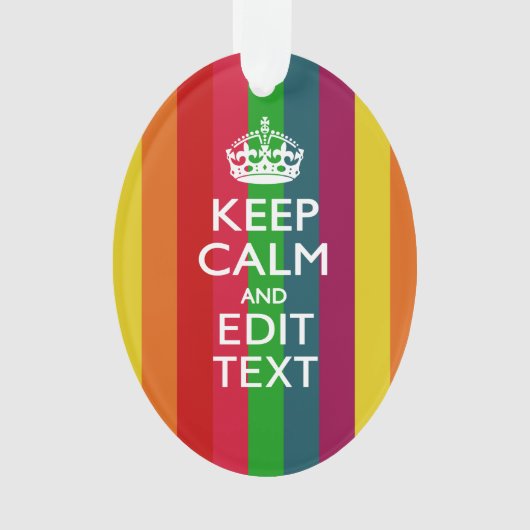 Kleurrijke regenboog kalm houden en Jouw tekst aan Ornament (voorkant)