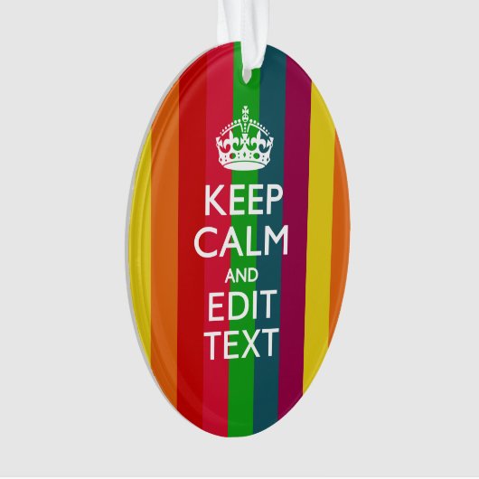 Kleurrijke regenboog kalm houden en Jouw tekst aan Ornament (voorkant)