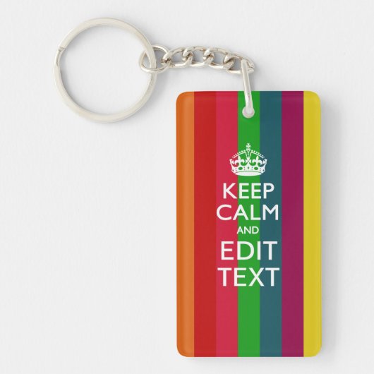 Kleurrijke regenboog kalm houden en Jouw tekst aan Sleutelhanger (Voorkant)