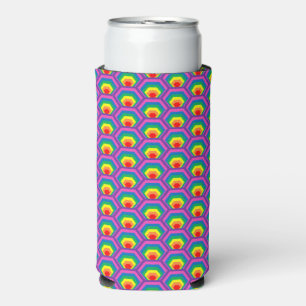 Kleurrijke regenboog kleuren zeshoek patroon seltzer blikjeskoeler