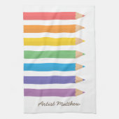 Kleurrijke Regenboog Kleurpotloden School Kinder Theedoek (Verticaal)