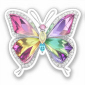 Kleurrijke regenboog kristallen vlinder sticker (Voorkant)