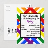 Kleurrijke Regenboog Kruisende Strepen Uitnodiging (Voorkant / Achterkant)