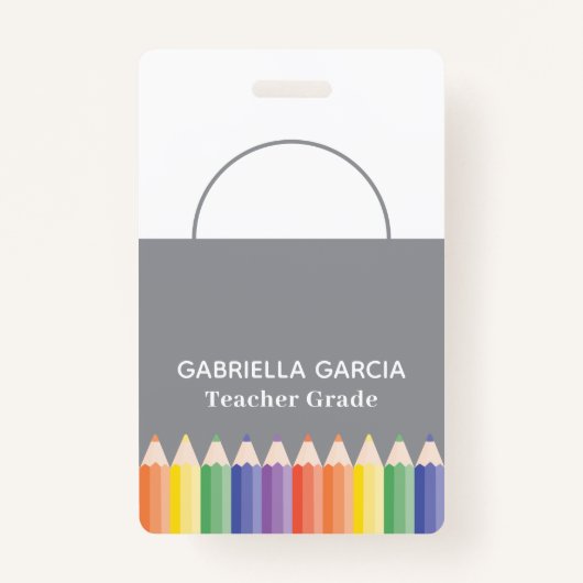Kleurrijke Regenboog Leraar Foto ID badge (Voorkant)
