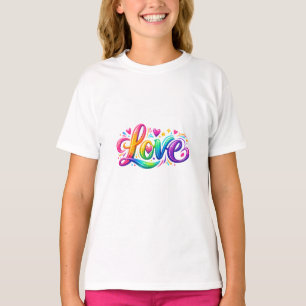 Kleurrijke Regenboog Liefde Typografie Ontwerp T-shirt