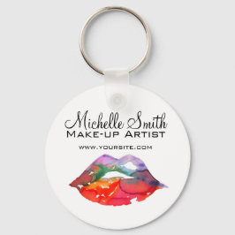 Kleurrijke Regenboog Lippen Watercolor Tekening Sc Sleutelhanger