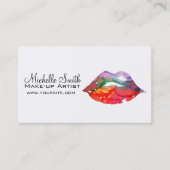 Kleurrijke Regenboog Lippen Watercolor Tekening Sc Visitekaartje (Voorkant)