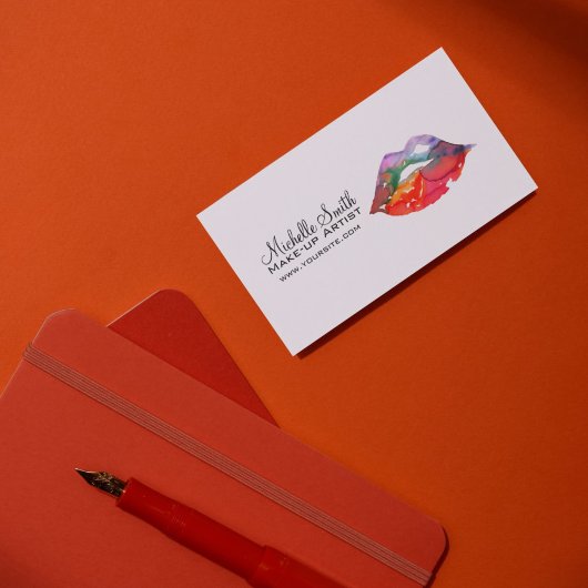 Kleurrijke Regenboog Lippen Watercolor Tekening Sc Visitekaartje