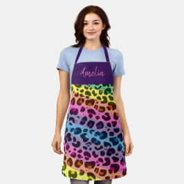 Kleurrijke regenboog luipaard print dier patroon schort