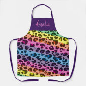 Kleurrijke regenboog luipaard print dier patroon schort (Voorkant)