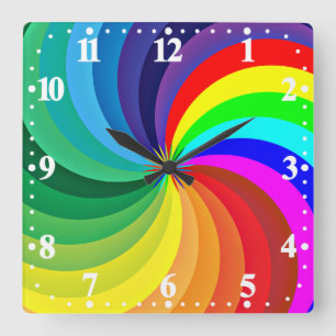 Kleurrijke Regenboog Mandala-46556 Vierkante Klok