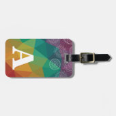 Kleurrijke regenboog mandala gepersonaliseerd baga bagagelabel (Voorkant horizontaal)