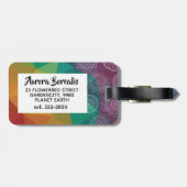 Kleurrijke regenboog mandala gepersonaliseerd baga bagagelabel (Achterkant horizontaal)