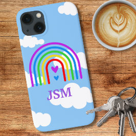 Kleurrijke regenboog met blauwe hemel en wolken Case-Mate iPhone case