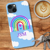 Kleurrijke regenboog met blauwe hemel en wolken Case-Mate iPhone case