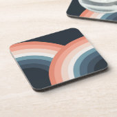 Kleurrijke regenboog met dubbele retro-stijl bier onderzetter (Linkerzijde)