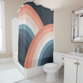 Kleurrijke regenboog met dubbele retro-stijl douchegordijn (In situ)