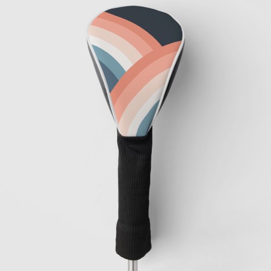 Kleurrijke regenboog met dubbele retro-stijl golfheadcover (Voorkant)