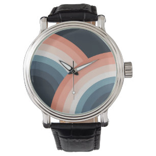 Kleurrijke regenboog met dubbele retro-stijl horloge