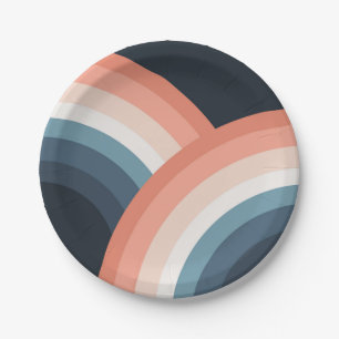 Kleurrijke regenboog met dubbele retro-stijl papieren bordje