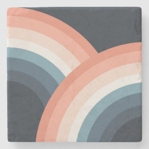 Kleurrijke regenboog met dubbele retro-stijl stenen onderzetter